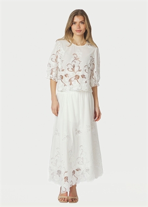 Yara long Emb skirt White Neo Noir 
